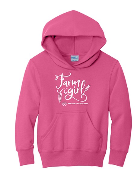 Massey Ferguson Youth Farm Girl Hoodie Neon Pink 03324NPKMD AGCO Parts